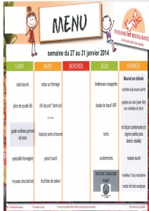 menus du 27 au 31 janvier