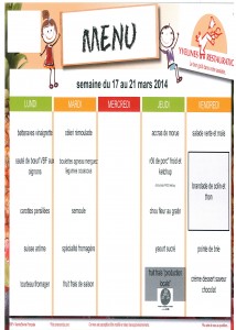 Menus du 17 au 21 Mars 2014