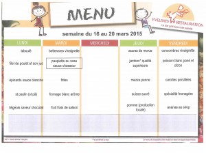 Menu du 16 au 20 mars