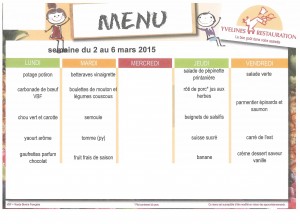 Menu du 2 au 6 mars