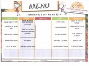 Menu du 9 au 13 mars