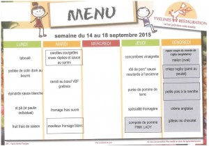 Menus du 14 au 18 Septembre