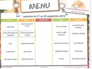 Menus du 21 au 25 Septembre