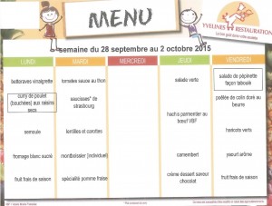 Menus du 28 Septembre au 2 Octobre