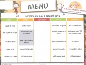 Menus du 5 au 9 Octobre