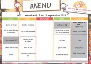 Menus du 7 au 11 septembre