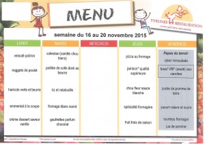 Menus du 16 au 20 Novembre