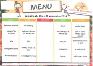 Menus du 23 au 27 Novembre