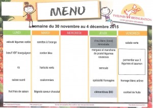 Menus du 30 novembre au 4 décembre