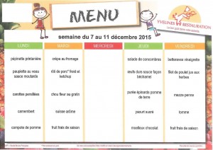 Menus du 7 au 11 décembre