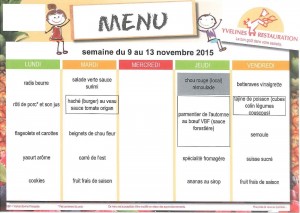 Menus du 9 au 13 Novembre