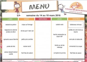 Menus du 14 au 18 Mars