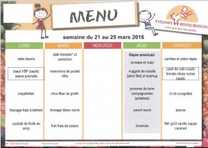 Menus du 21 au 25 Mars