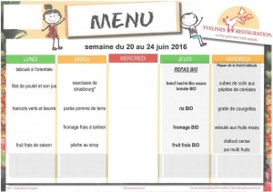 Menus du 20 au 24 Juin