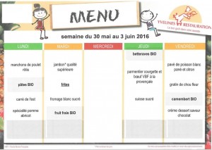 Menus du 30 Mai au 3 juin