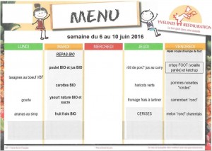 Menus du 6 au 10 Juin